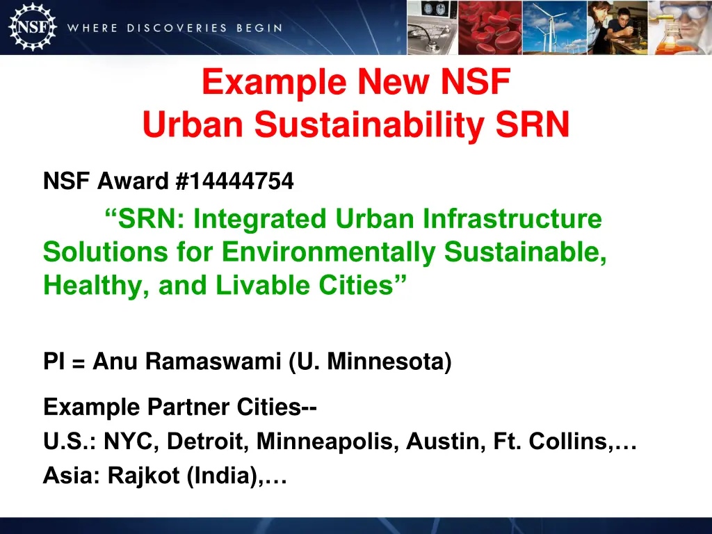 example new nsf urban sustainability srn