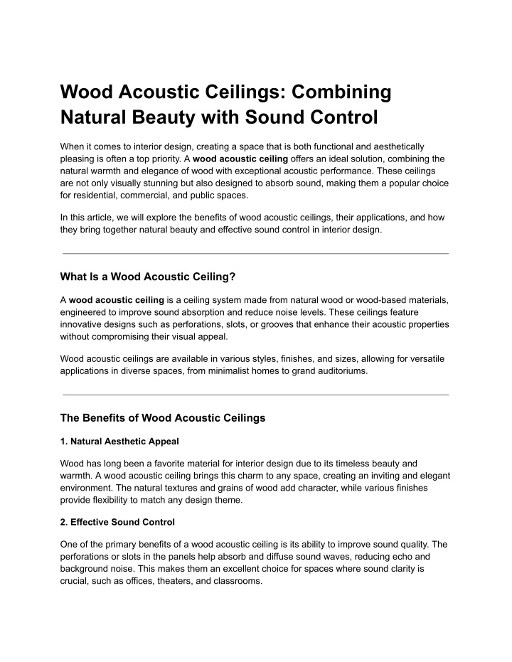 wood acoustic ceilings combining natural beauty