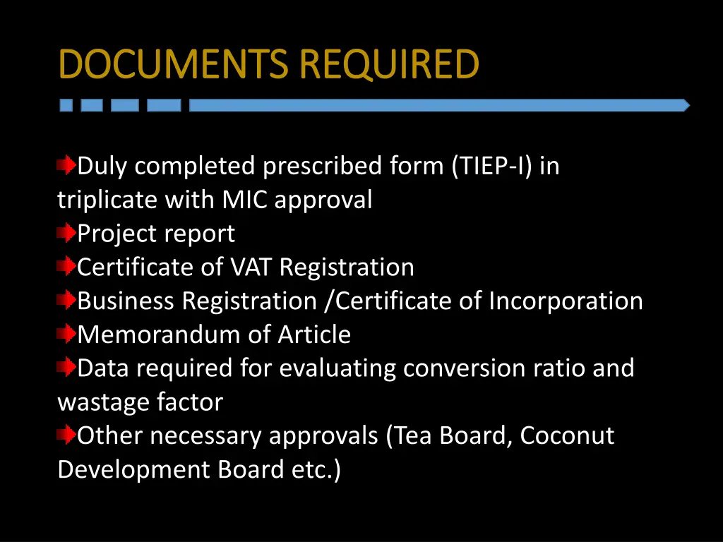 documents required documents required