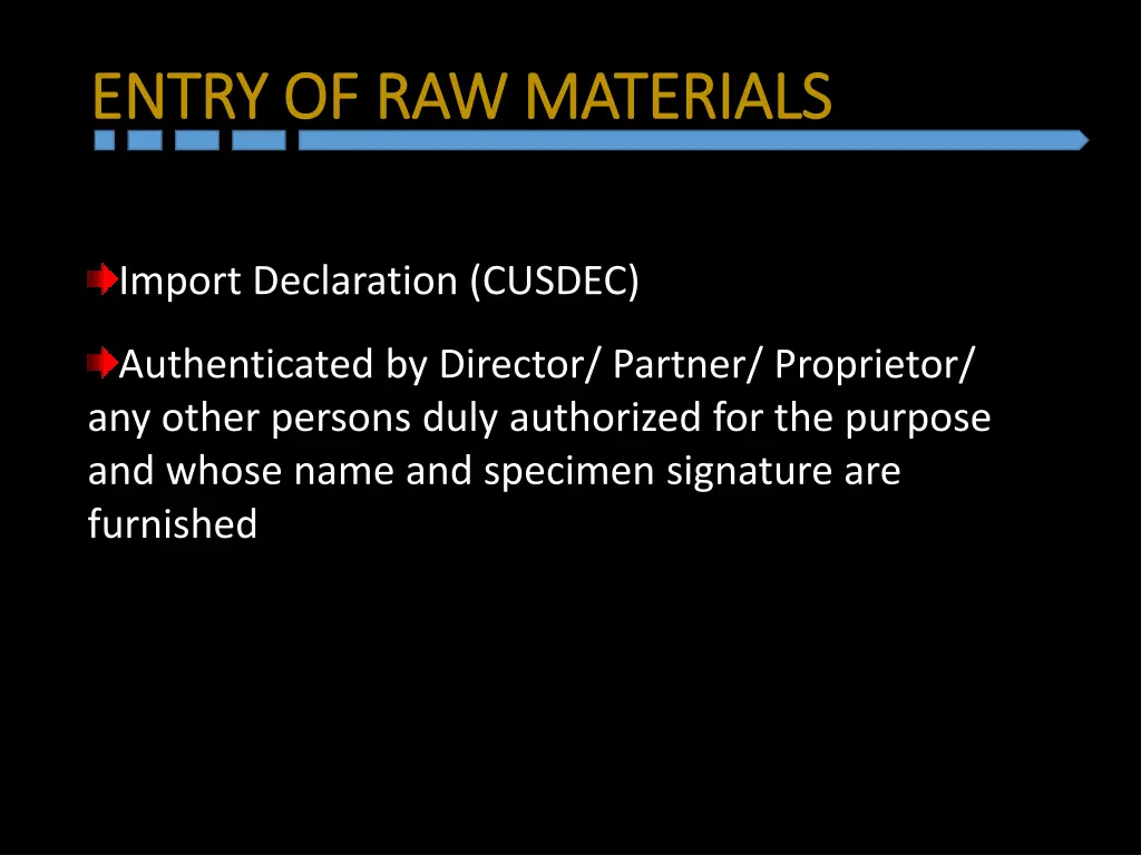 entry of raw materials entry of raw materials