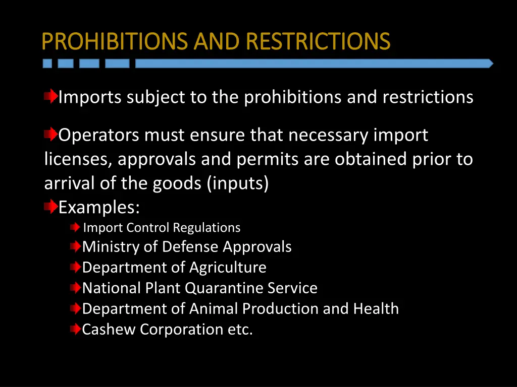 prohibitions and restrictions prohibitions