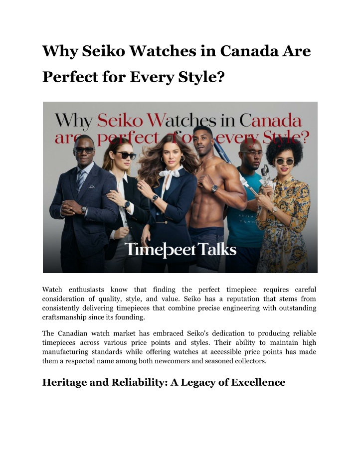 why seiko watches in canada are