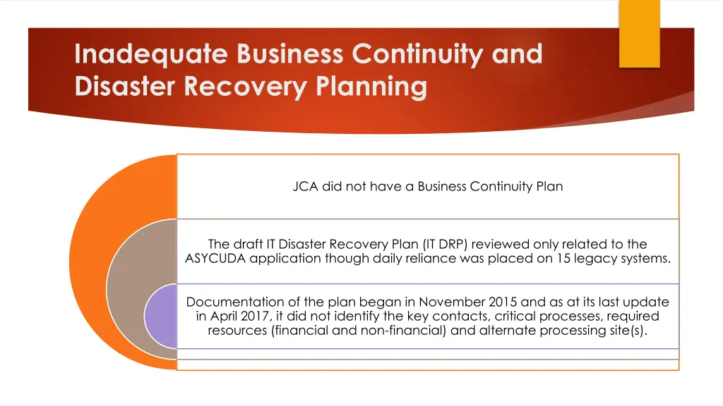 inadequate business continuity and disaster