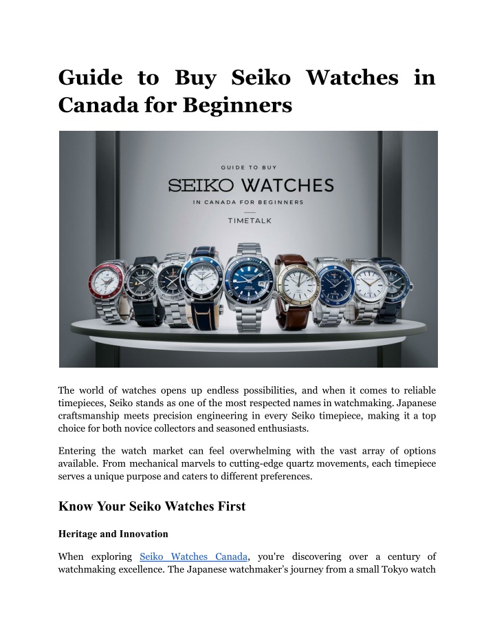 guide to buy seiko watches in canada for beginners