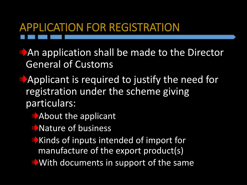 application for application for registration