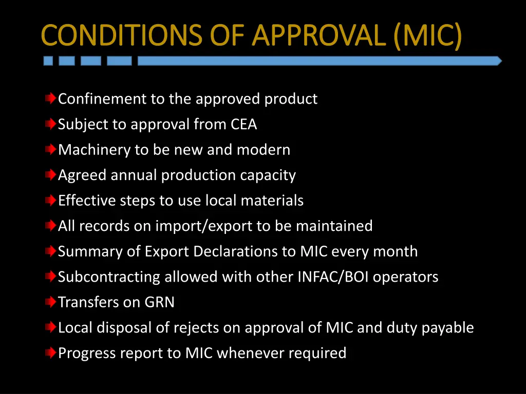 conditions of approval mic conditions of approval