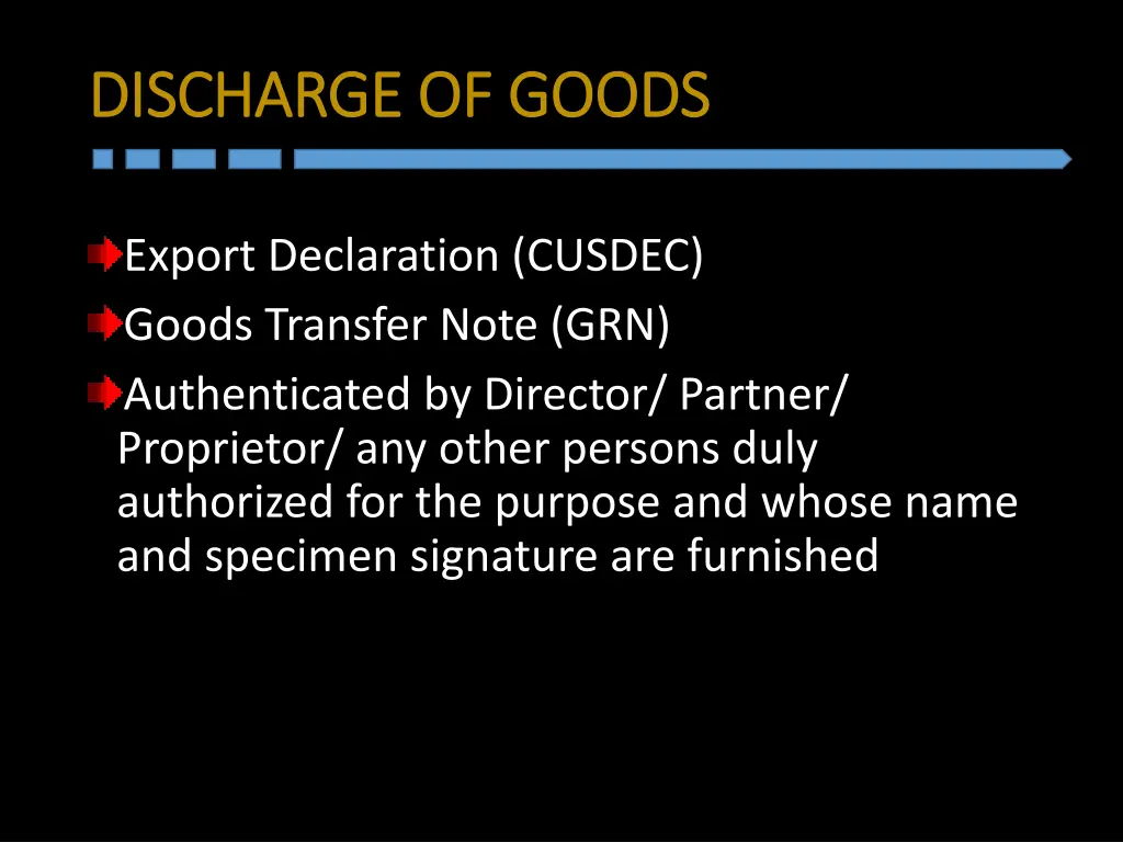 discharge discharge of goods