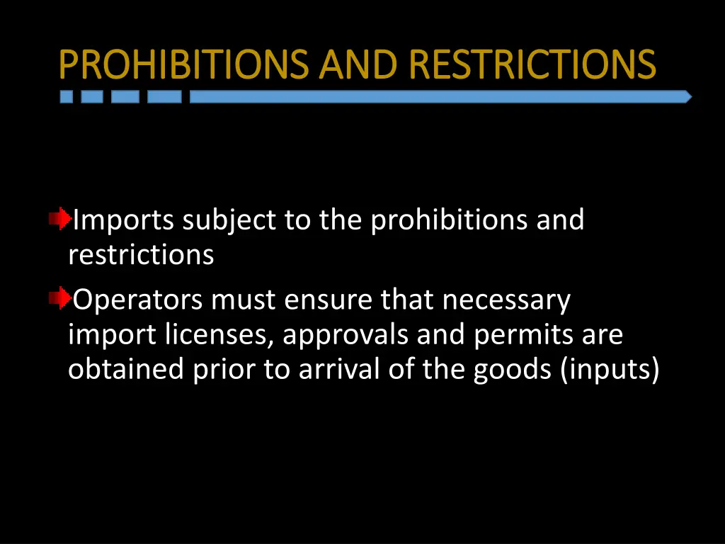 prohibitions and restrictions prohibitions