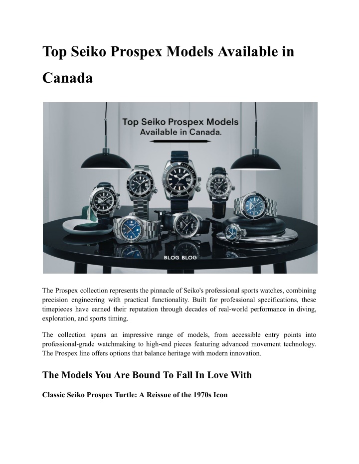 top seiko prospex models available in