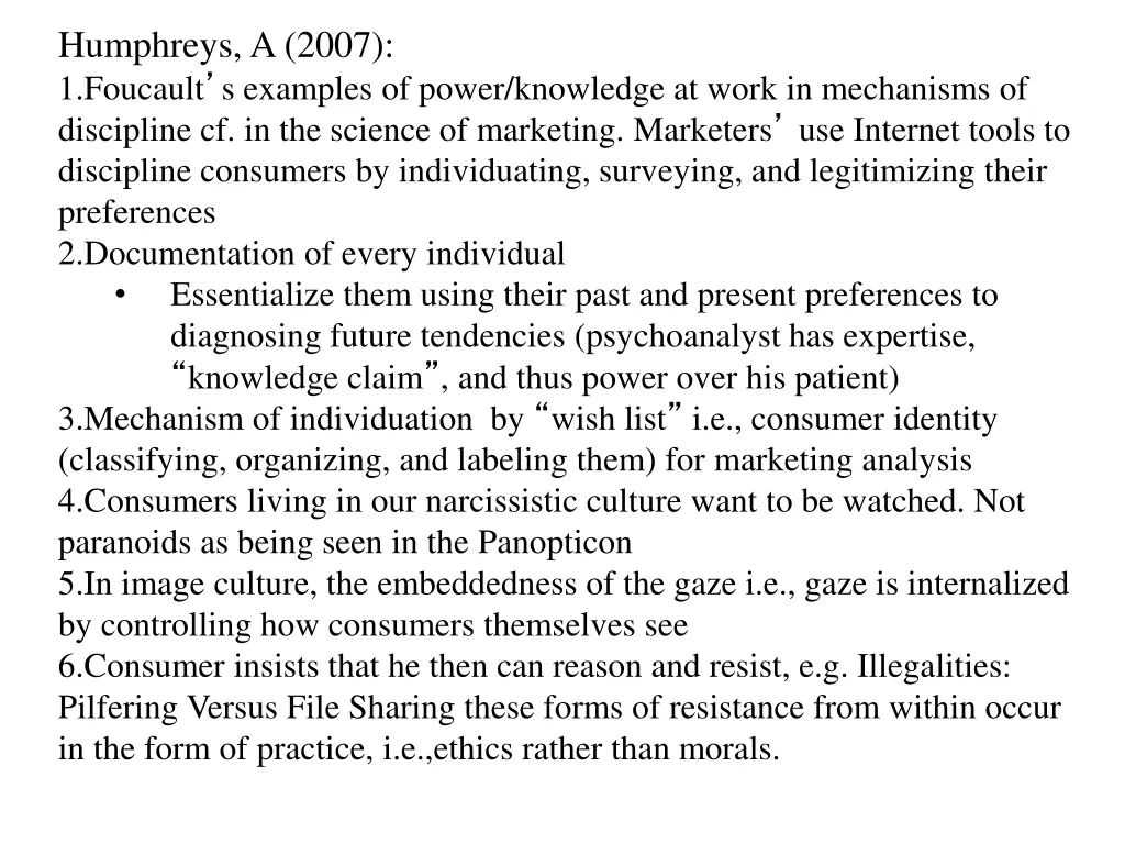 humphreys a 2007 1 foucault s examples of power