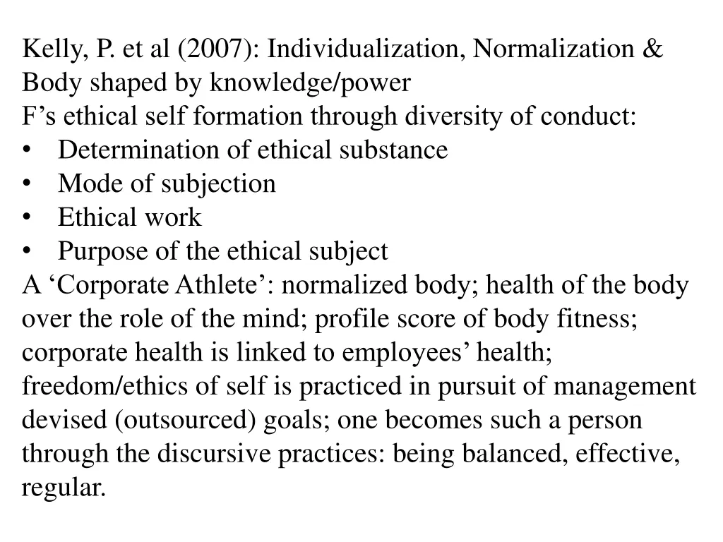 kelly p et al 2007 individualization