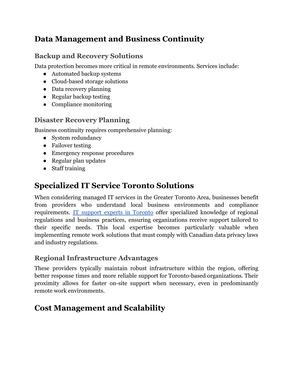 data management and business continuity