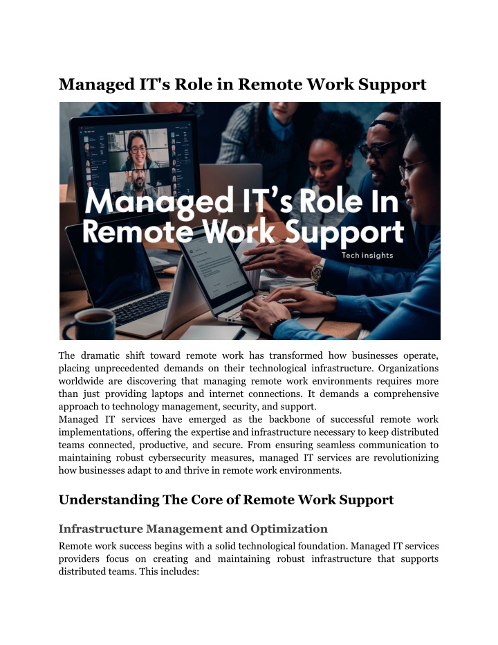 managed it s role in remote work support