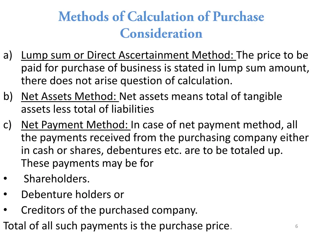 a lump sum or direct ascertainment method