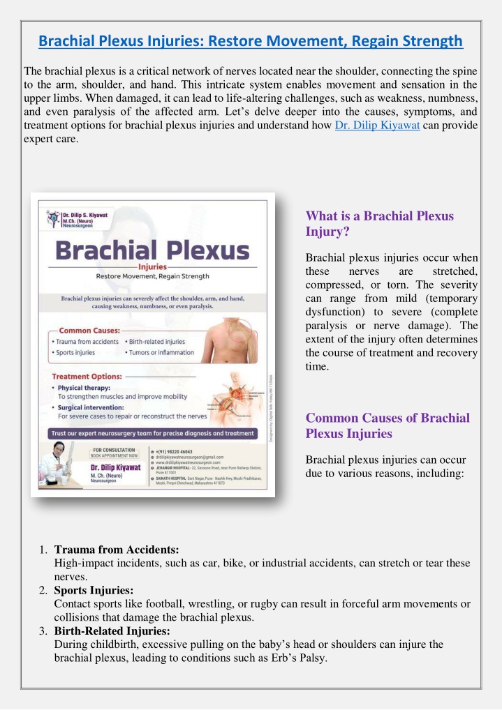 brachial plexus injuries restore movement regain