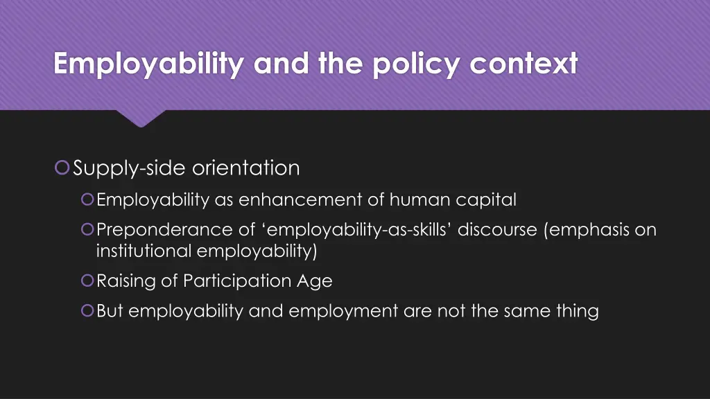 employability and the policy context