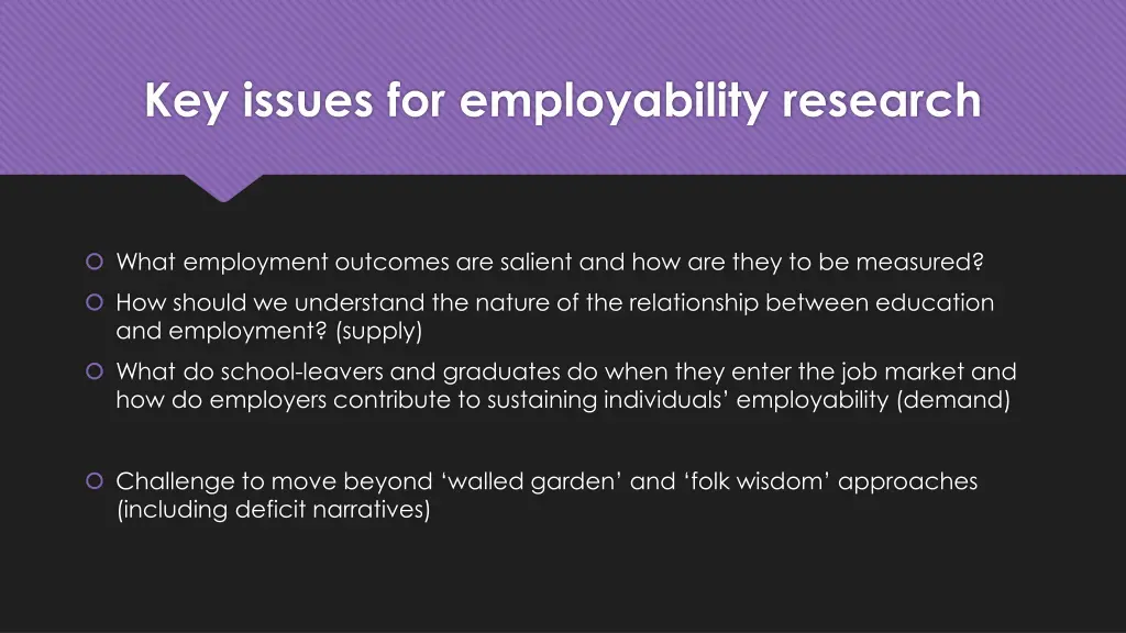 key issues for employability research