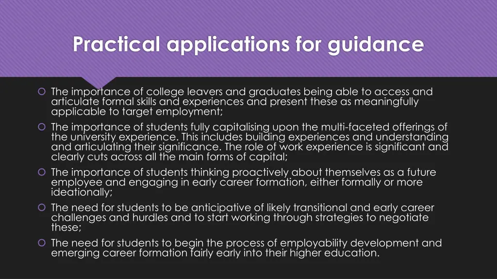 practical applications for guidance