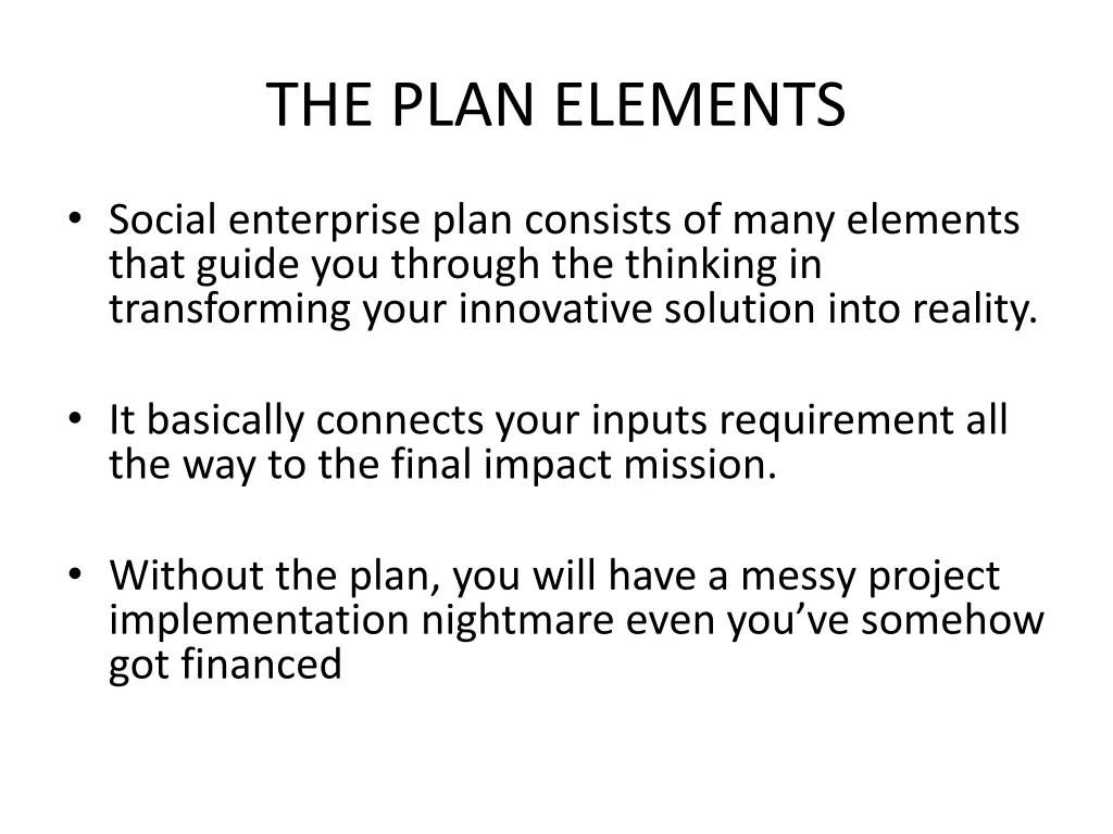 the plan elements