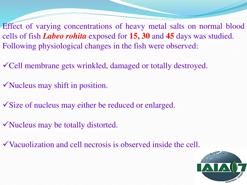 effect of varying concentrations of heavy metal