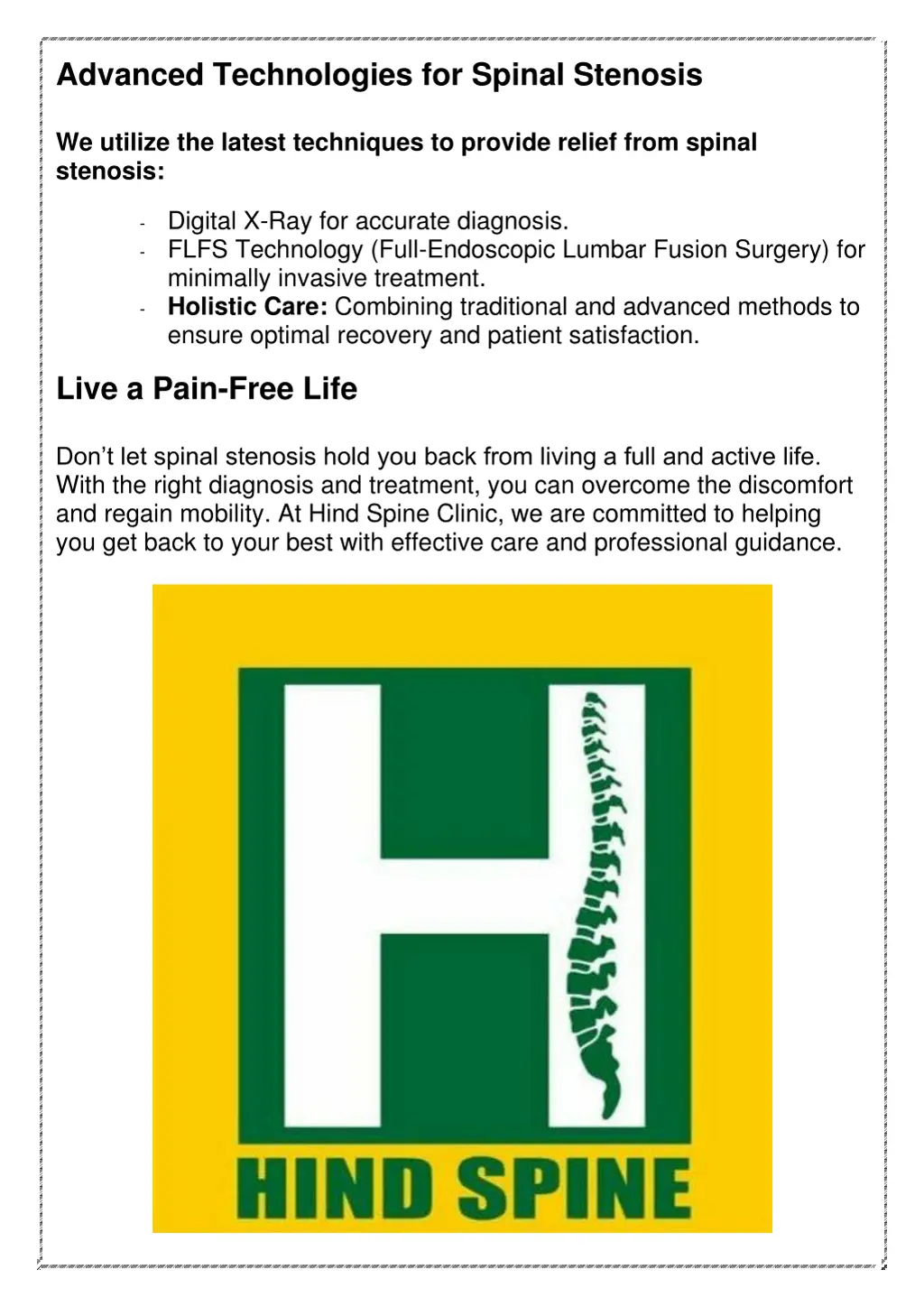 advanced technologies for spinal stenosis