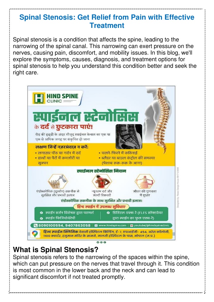 spinal stenosis get relief from pain with