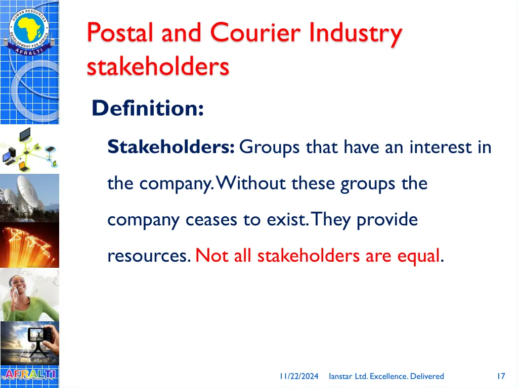 postal and courier industry stakeholders