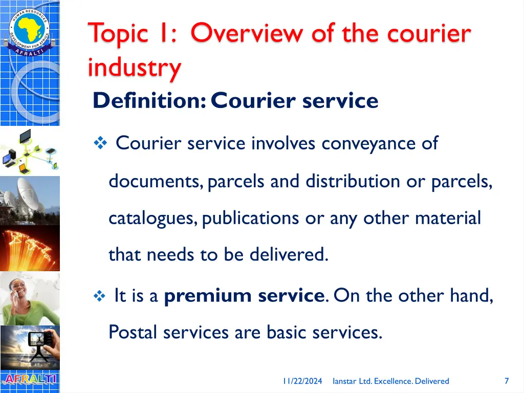 topic 1 overview of the courier industry