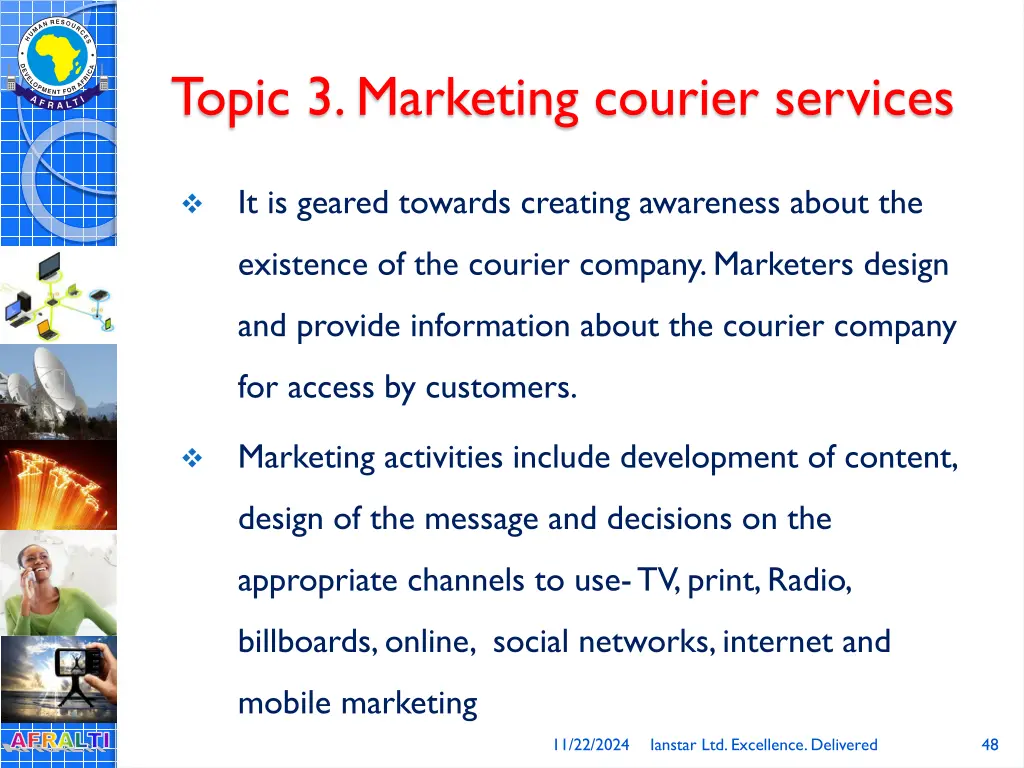 topic 3 marketing courier services