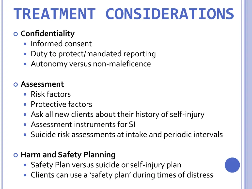 treatment considerations