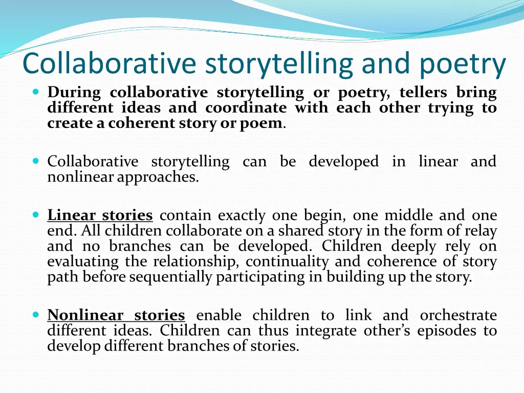 collaborative storytelling and poetry during