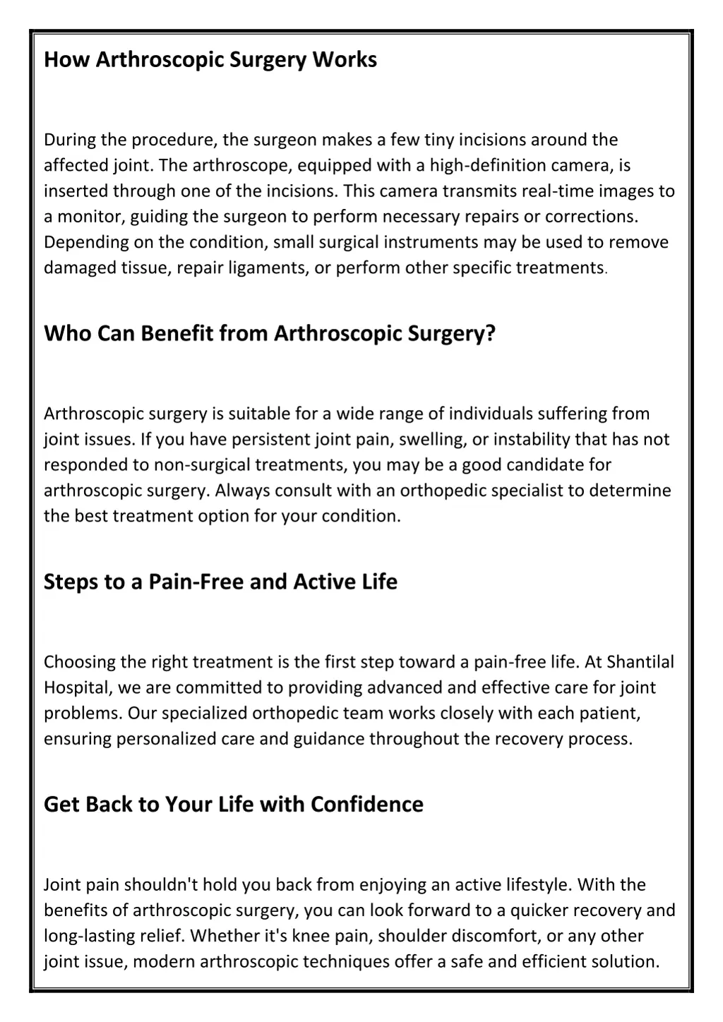 how arthroscopic surgery works