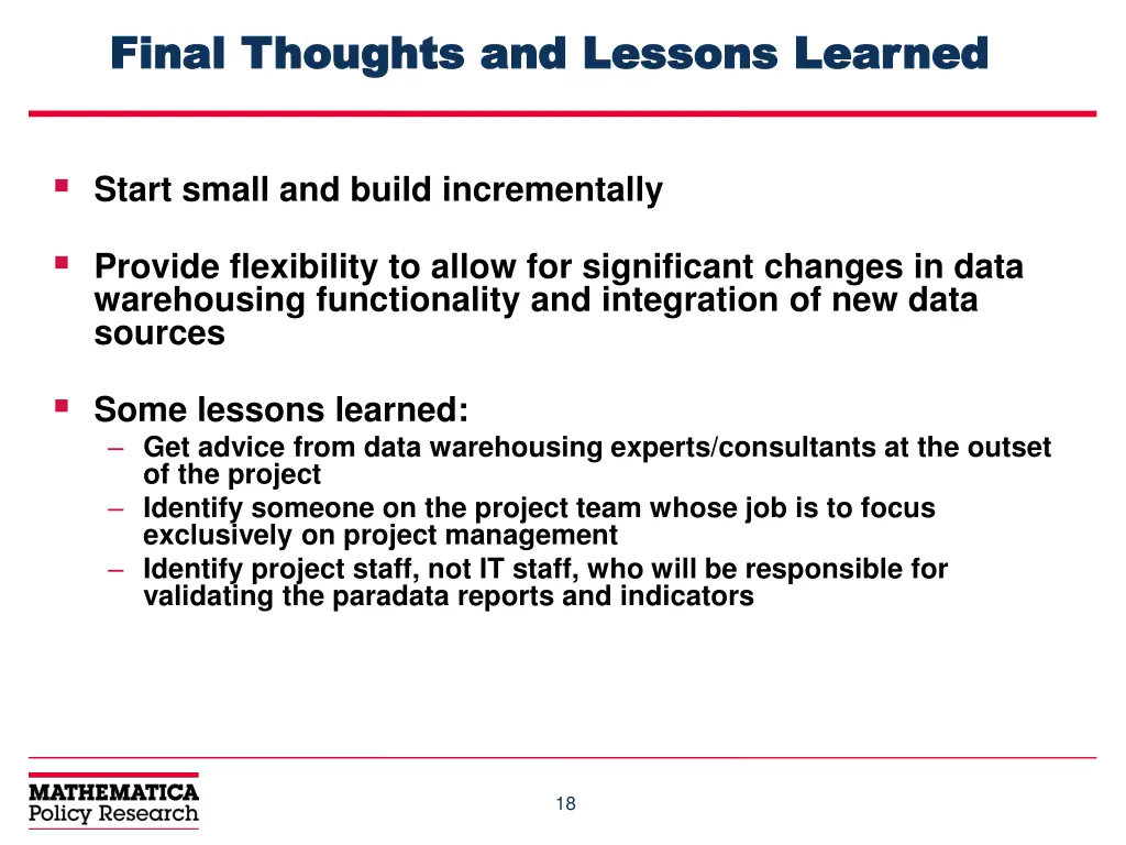 final thoughts and lessons learned final thoughts