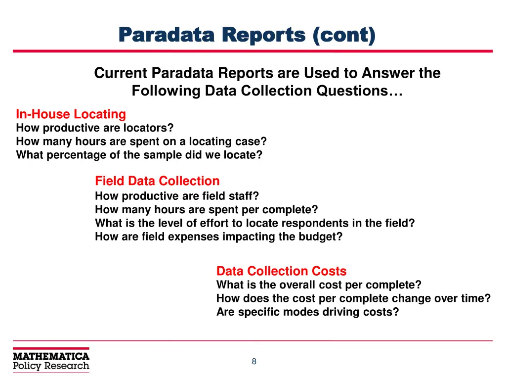 paradata reports cont paradata reports cont