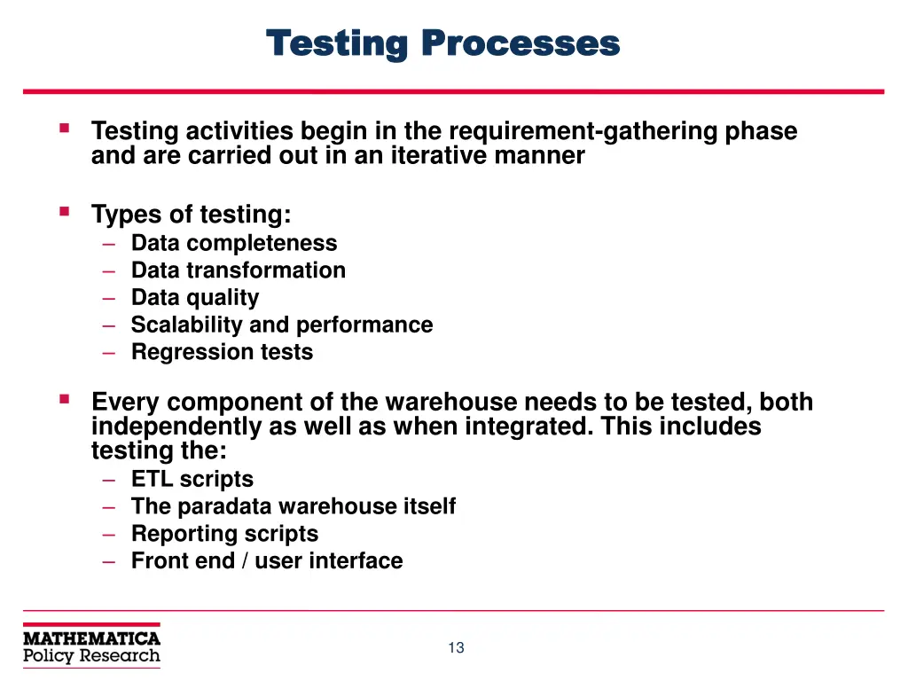 testing processes testing processes