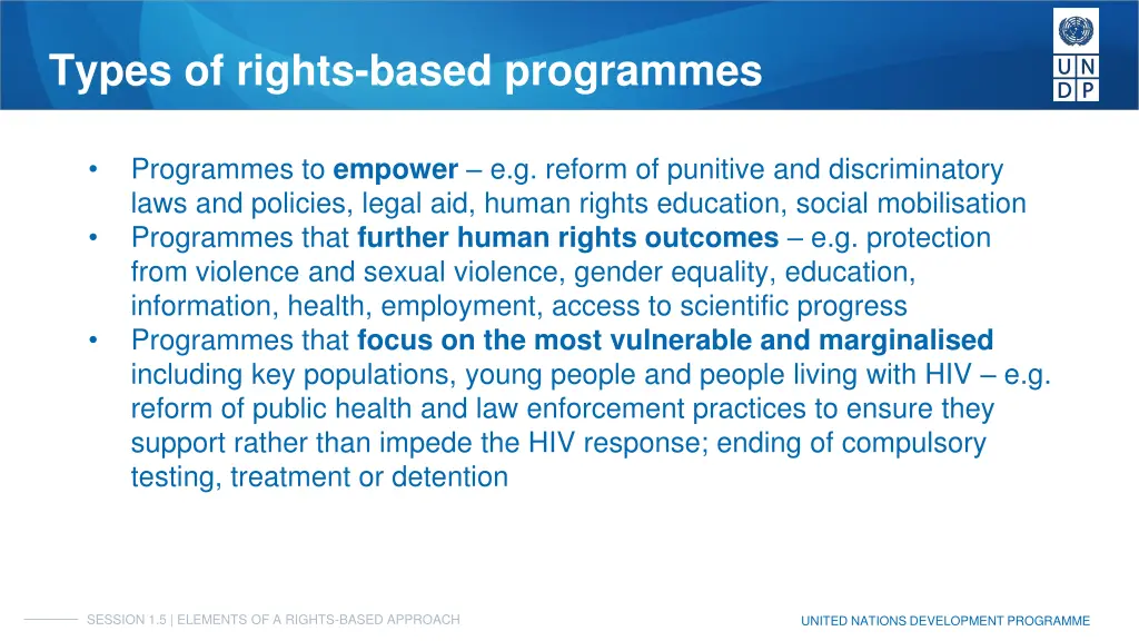 types of rights based programmes