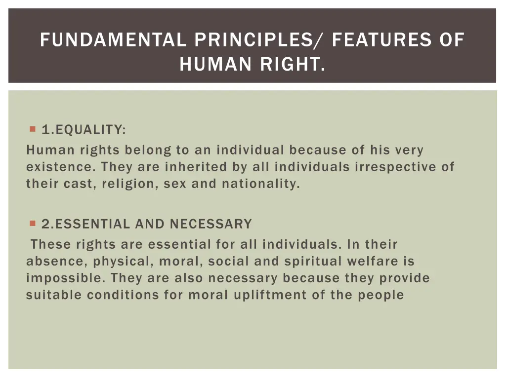 fundamental principles features of human right