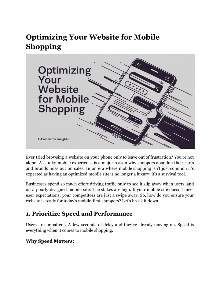 optimizing your website for mobile shopping