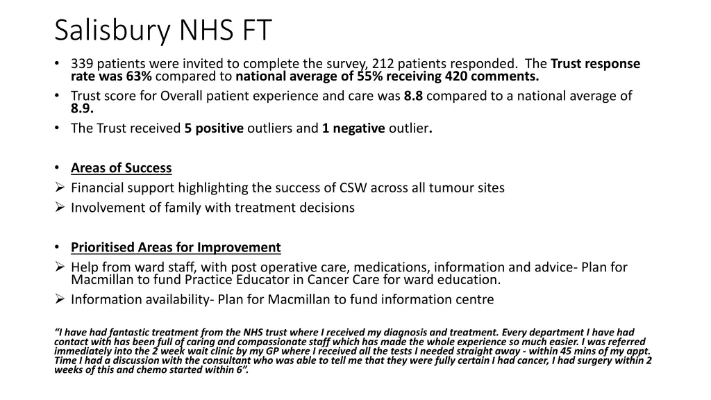 salisbury nhs ft 339 patients were invited