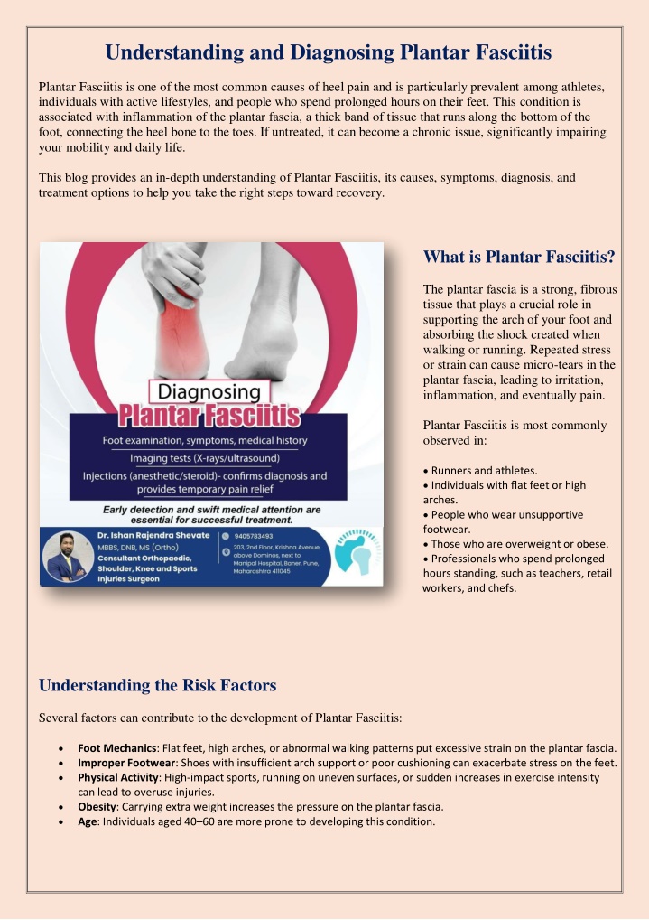 understanding and diagnosing plantar fasciitis