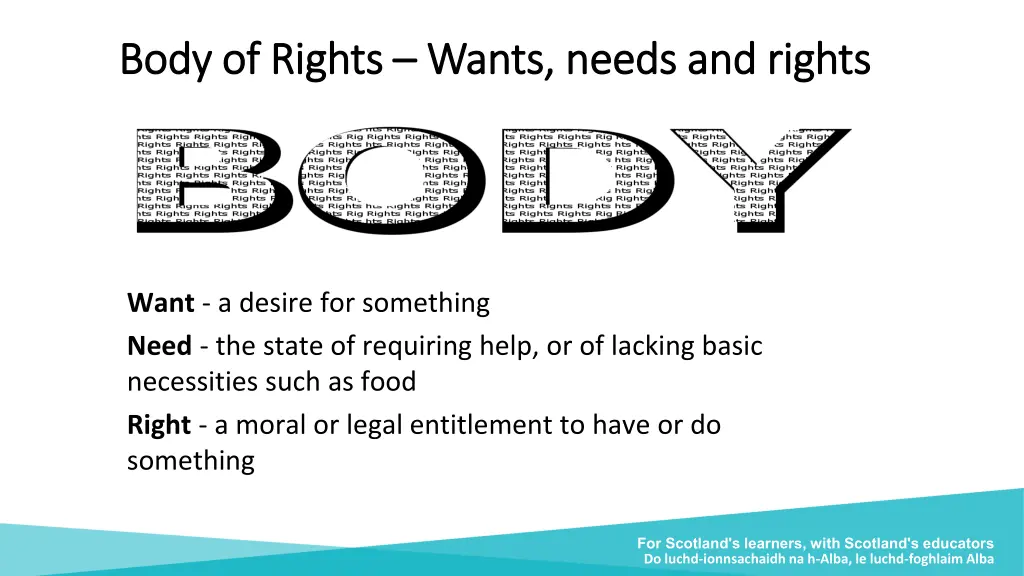 body of rights body of rights wants needs