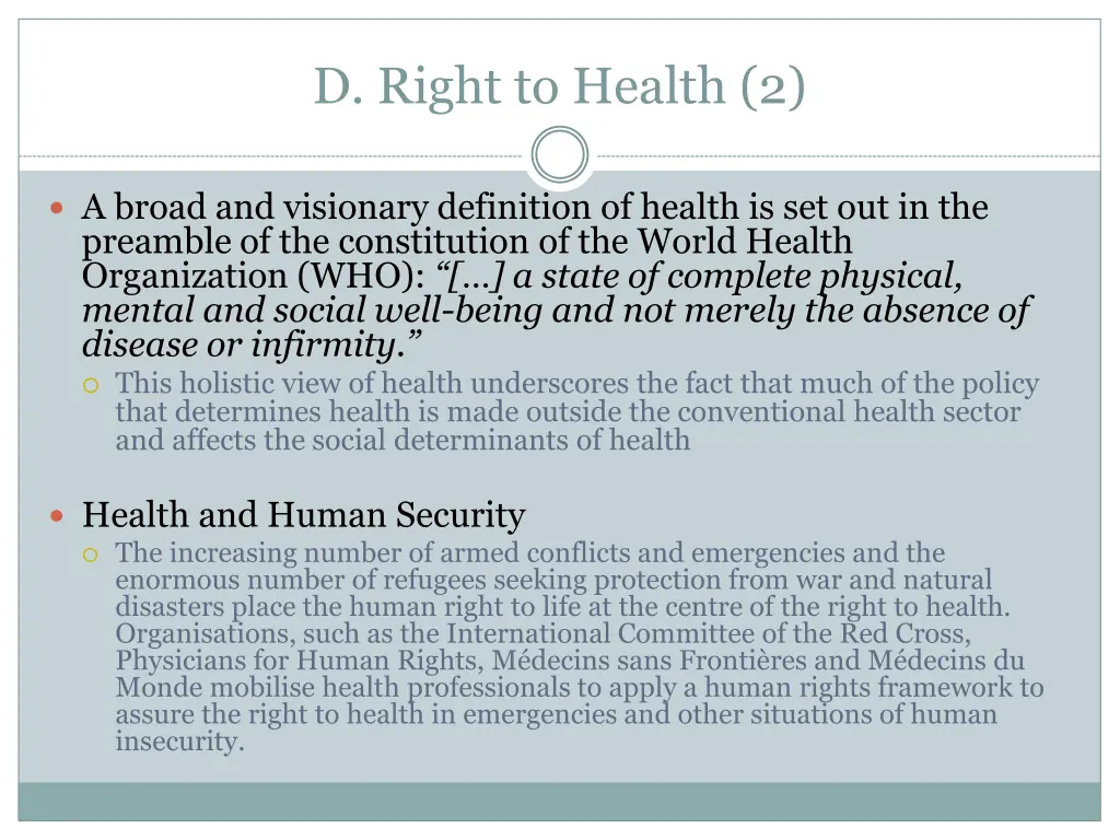 d right to health 2