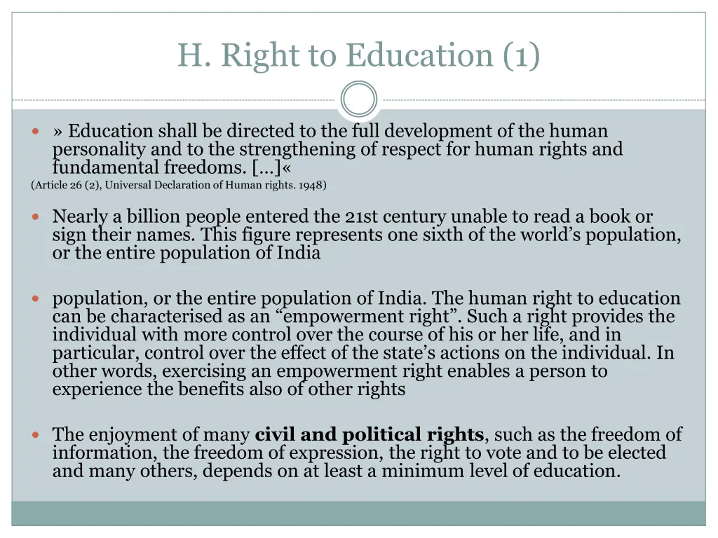 h right to education 1