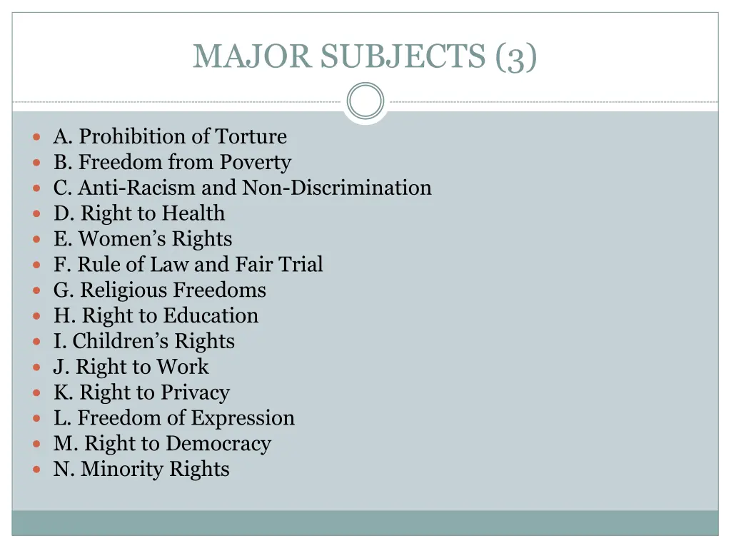 major subjects 3 1