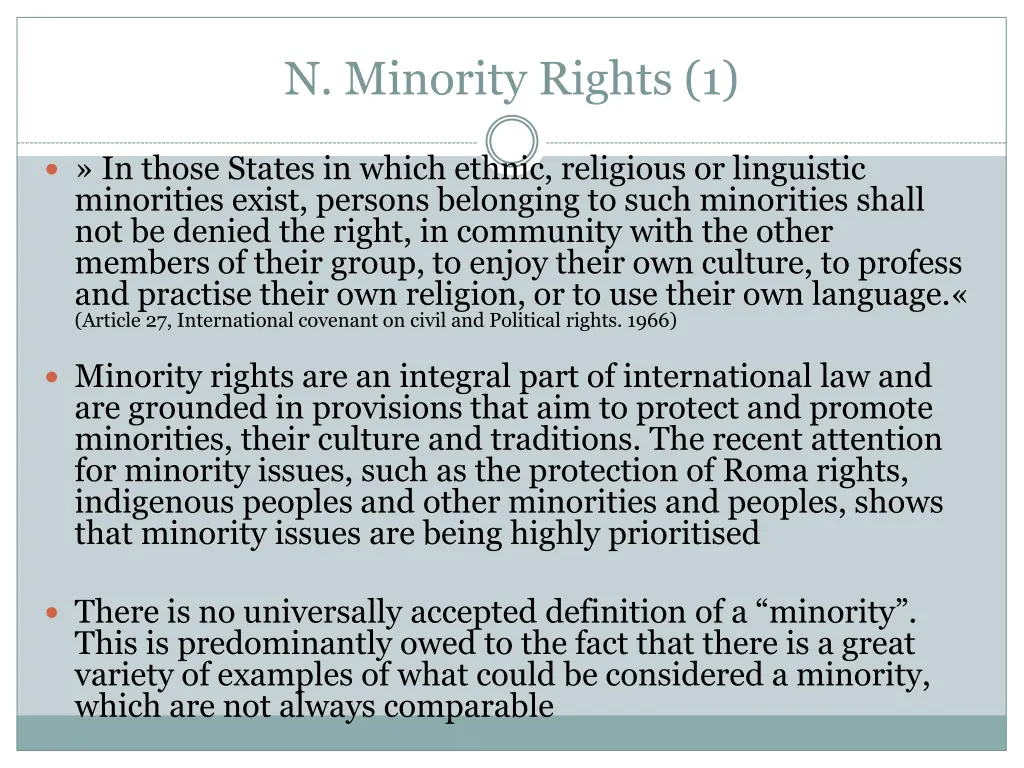 n minority rights 1