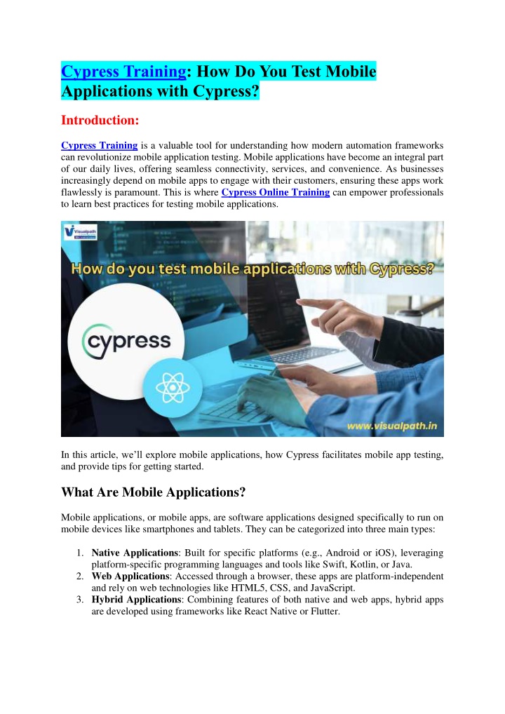 cypress training how do you test mobile