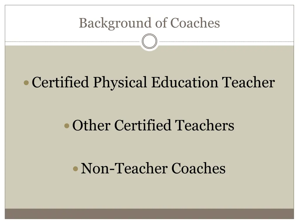 background of coaches