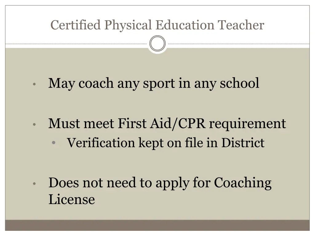 certified physical education teacher