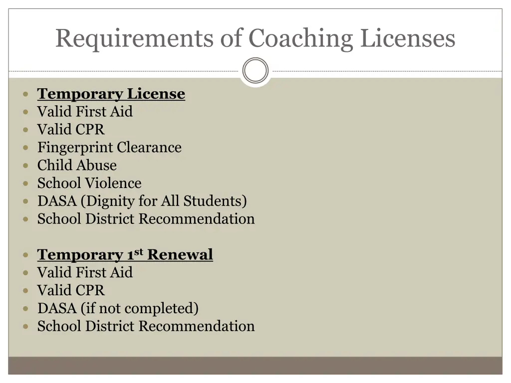 requirements of coaching licenses