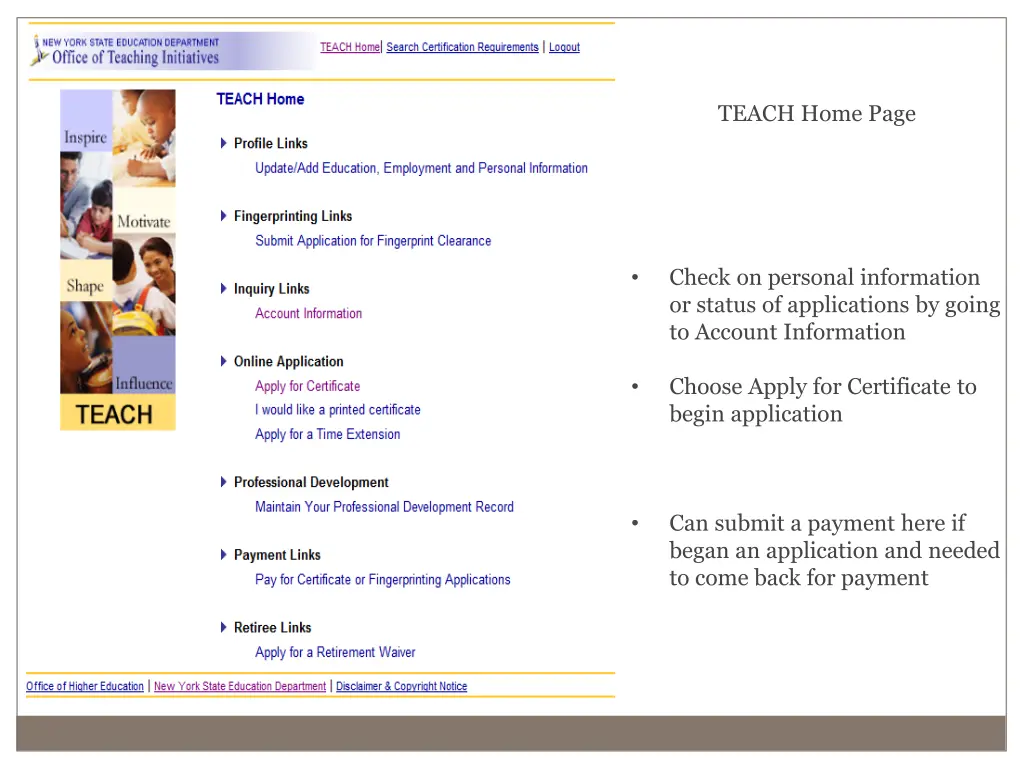 teach home page